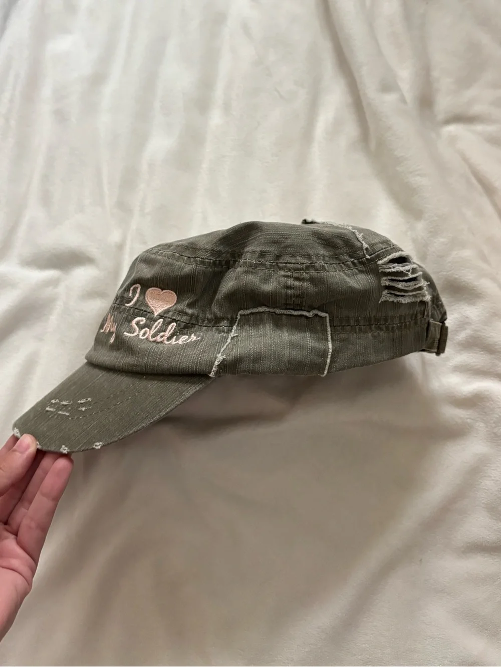 Vintage Y2K Military Cadet 'I ♥ My Soldier' Cap